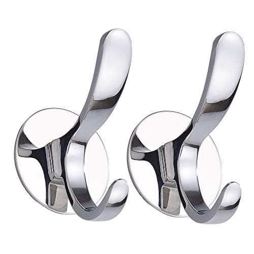 GERUIKE Adhesive Coat Hooks Stainless Steel Self Adhesive Robe Towel Bathroom Kitchen Wall Hook No Screws Damage Free