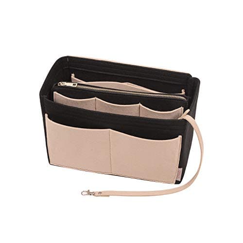 ZTUJO Purse Organizer Insert, Felt Bag Organizer with Metal Zipper, Handbag & Tote Shaper, For Speedy Neverfull Tote, 7 Sizes (X-Large, Beige and Black)