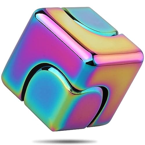 Dilabnba Infinity Cube Fidget Spinner Toy for Kid Adult Metal EDC Fidget Block Figner Spinner 4 in 1 Focus Spinning Toy Cool Sensory Desk Gadget Stress Relief Gift for Boy Girl Teen Men Rainbow