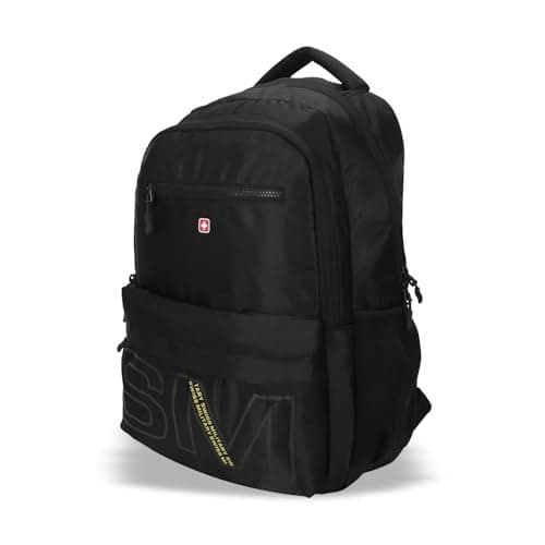 SWISS MILITARY Mandala Spacious 34L Laptop Backpack for Men & Women Fits up to 15.6" Laptops & Multiple Quick Access Pockets, Adjustable Straps, Cushioned Carry Handle, Durable Polyester- Black