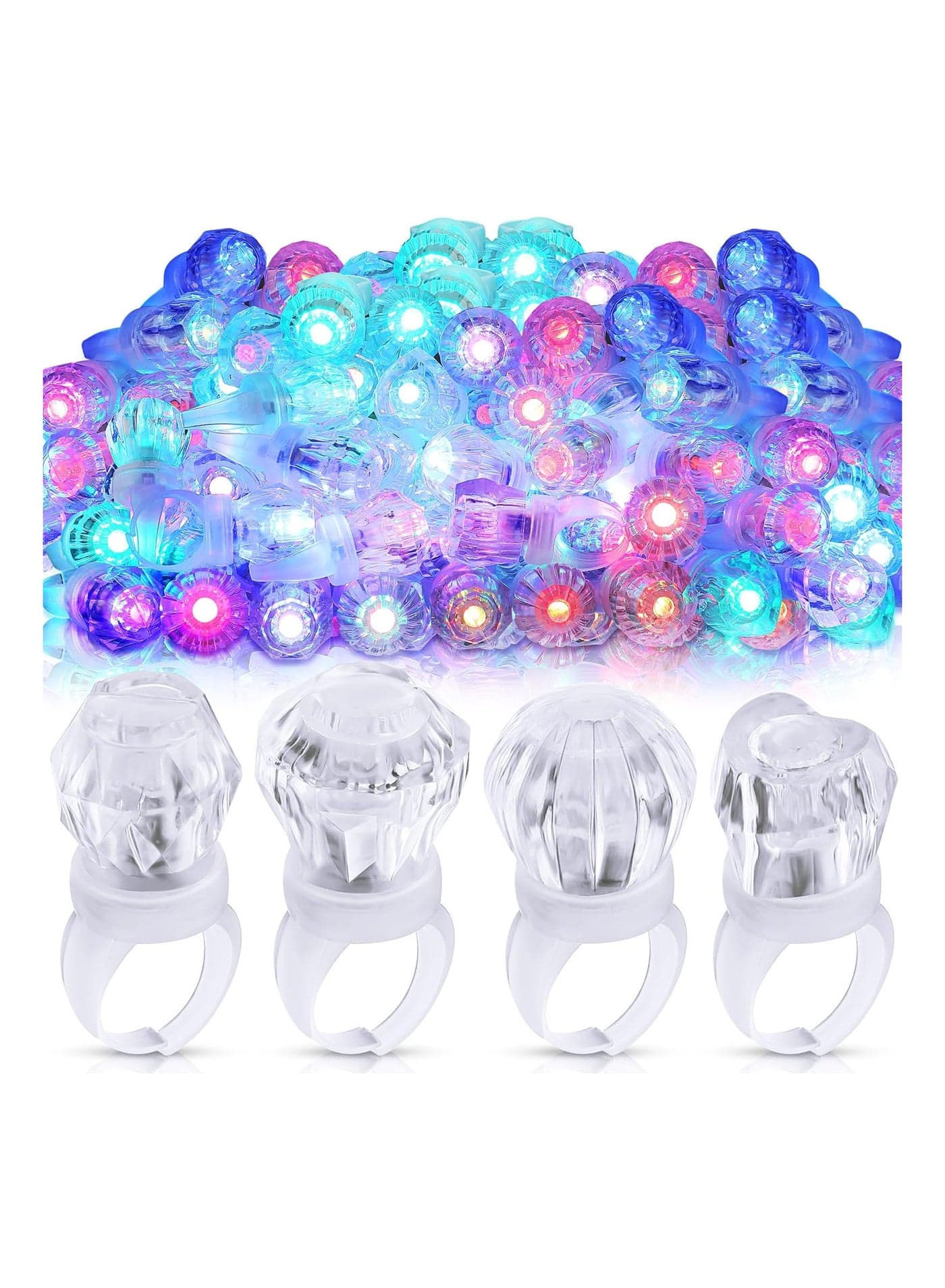 30 Pcs Light Up Rings Party Favors LED Glow in the Dark Jelly Bumpy Rubber Finger for Birthday Supplies Concert Show Mixed Four Options