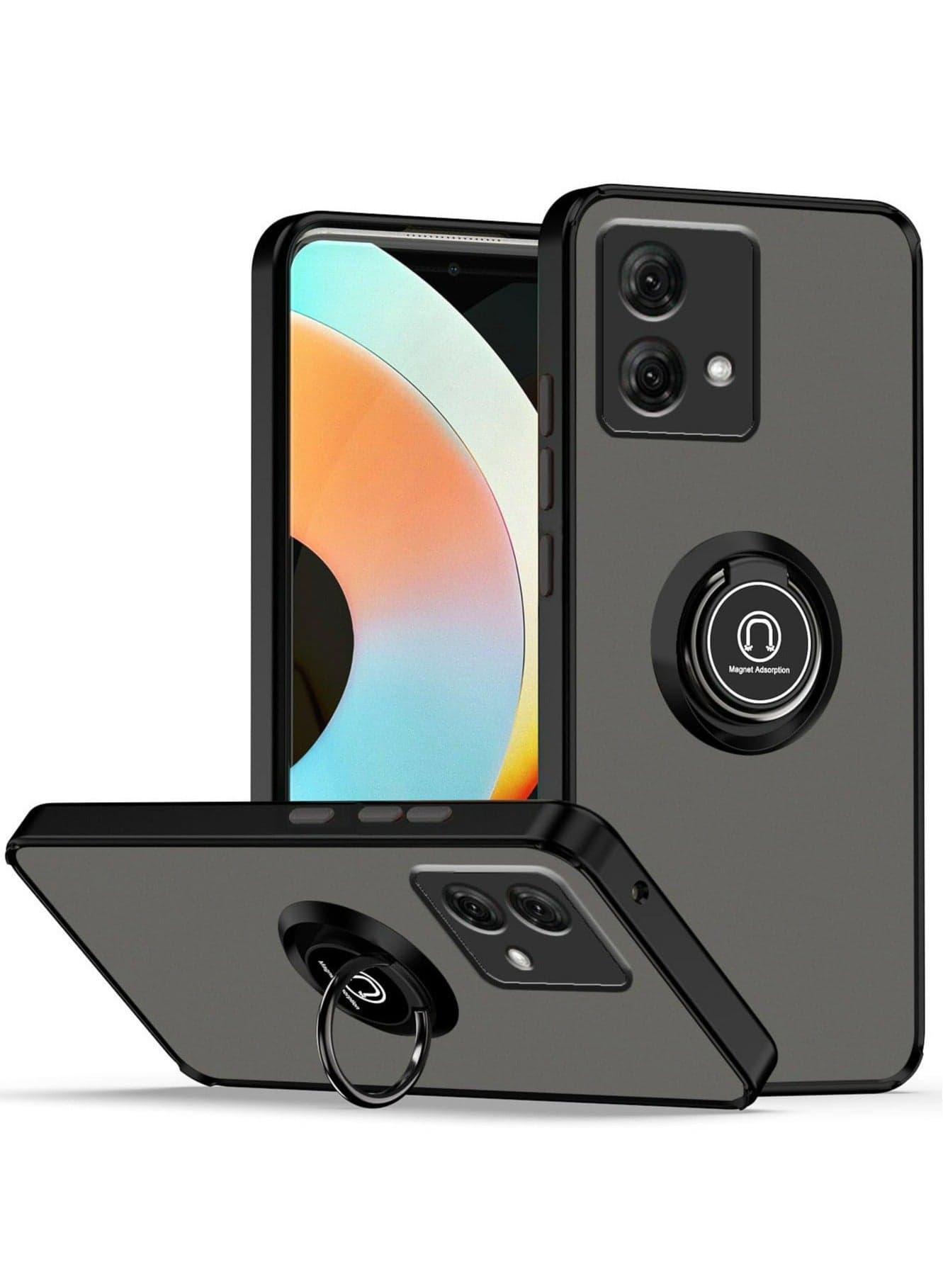 Case Cover For Motorola Edge 40 Neo 5G , 360°Rotating Kickstand Ring + Support Magnetic Car Mount + Slim Thin PCTPU Shockproof Mobile Phone Case