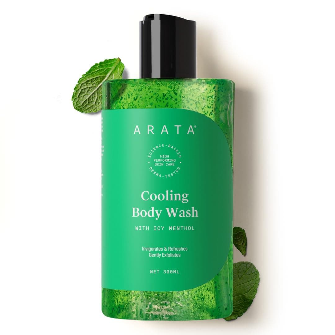 Arata Cooling Exfoliating Body Wash with Menthol Glycerine Smooth Hydrated Skin Protects Skin Barrier Body Wash for Women Men Paraben SiliconeFree For All Skin Types 300ml