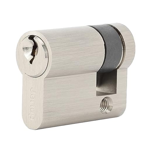 Jeriup Copper Half Cylinder Lock with Nickel Finish for Doors, Key Lock, 40mm, Single Side Open, Anti-Rust, Modern, Nickel