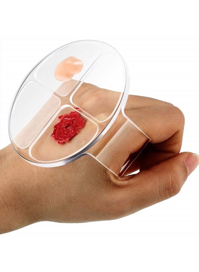 2 Pieces Hand Makeup Mixing Palette Makeup Hand-Held Palette Nail Art Manicure Palette Clear Makeup Palette for Mixing Foundation