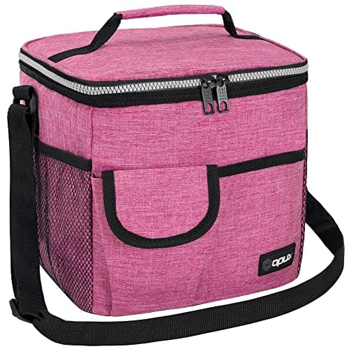 opux Insulated Lunch Bag for Men Women Leakproof Heather Pink Lunch Box for Work Portable Soft Lunch Cooler Bag with Shoulder Strap Adult Lunchbox Lunch Pail for Kid Boy Girl School 18 Can10L