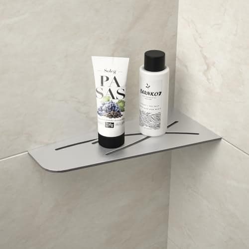 Bernkot Corner Shower Shelf 12" Brushed 304 Stainless Steel Quadrilateral Corner Shelf Recessed Bathroom Shower Shelf, No Drilling