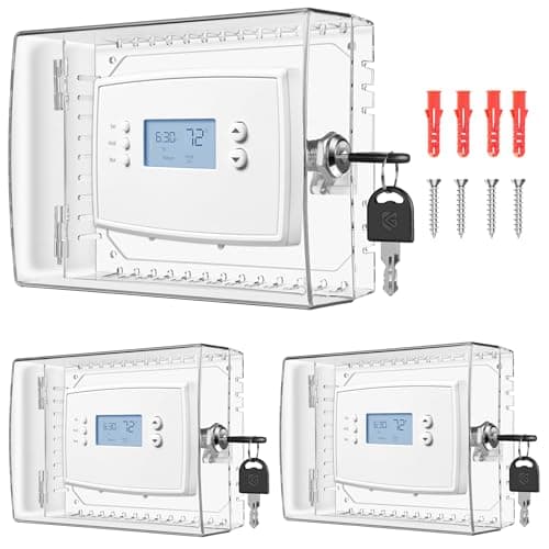 3 PCS Thermostat Lock Box with Key, Large Thermostat Cover with Lock for Thermostat on Wall, AC Control Lock Box Cover with Key, Air Conditioner Lockbox Fits Thermostats 5" H x 6.3" W or Smaller
