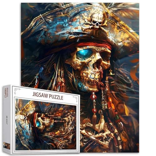 Pirate 1000 Piece Jigsaw Puzzle for Adults Families Skull Pirate Pictures Captain Puzzles for Challenging Family Activity Game DIY Handwork Puzzles Home Decor Gifts 20x27 Inches