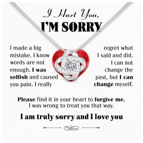 Larvincy I Love You I'm Sorry Gifts For Her, Apology Gift For Her - Wife, Girlfriend, Soulmate - Forgive Me Necklace With Heartfelt Message In A Stunning Box, Let's Start Over Love Necklace Present