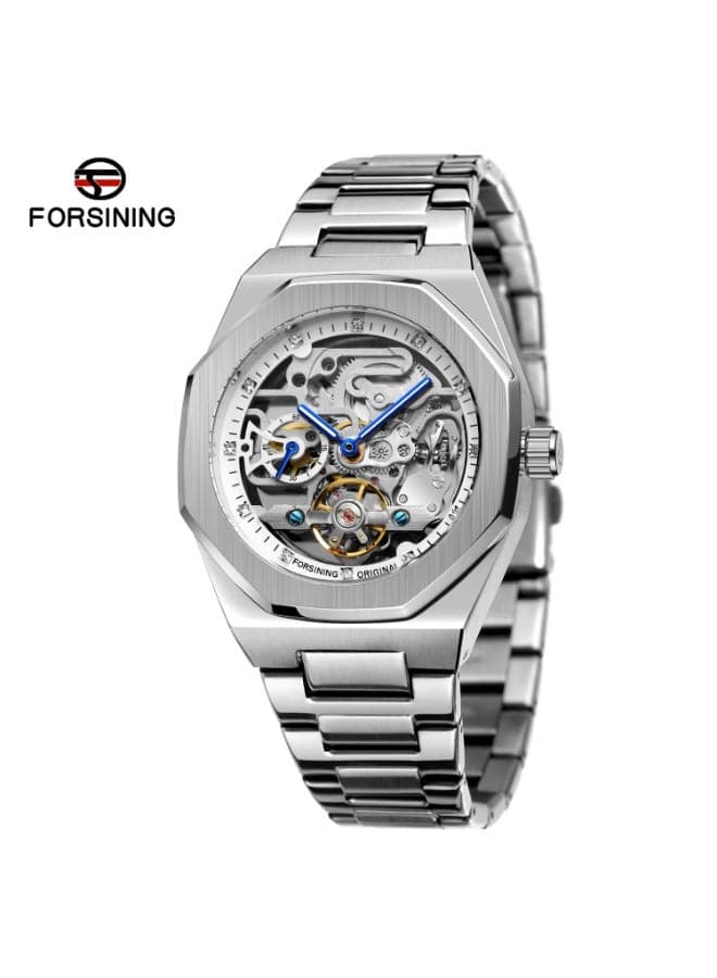 Forsining Men's Fashionable Casual Skeleton Mechanical Flywheel Automatic Watch - 42mm