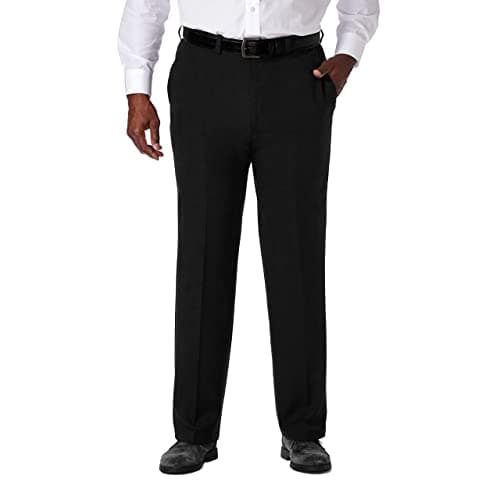 Haggar Men's Cool 18 Pro Classic Fit Flat Front Pant - Regular and Big & Tall Sizes, Black, 50W x 30L