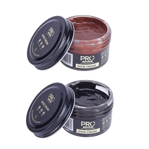 PRO Smooth Leather Shoe Cream Polish – Pack of 2 - Light Brown & Black, 50ML Each | Premium Shoe Care for Leather Shoes & Boots