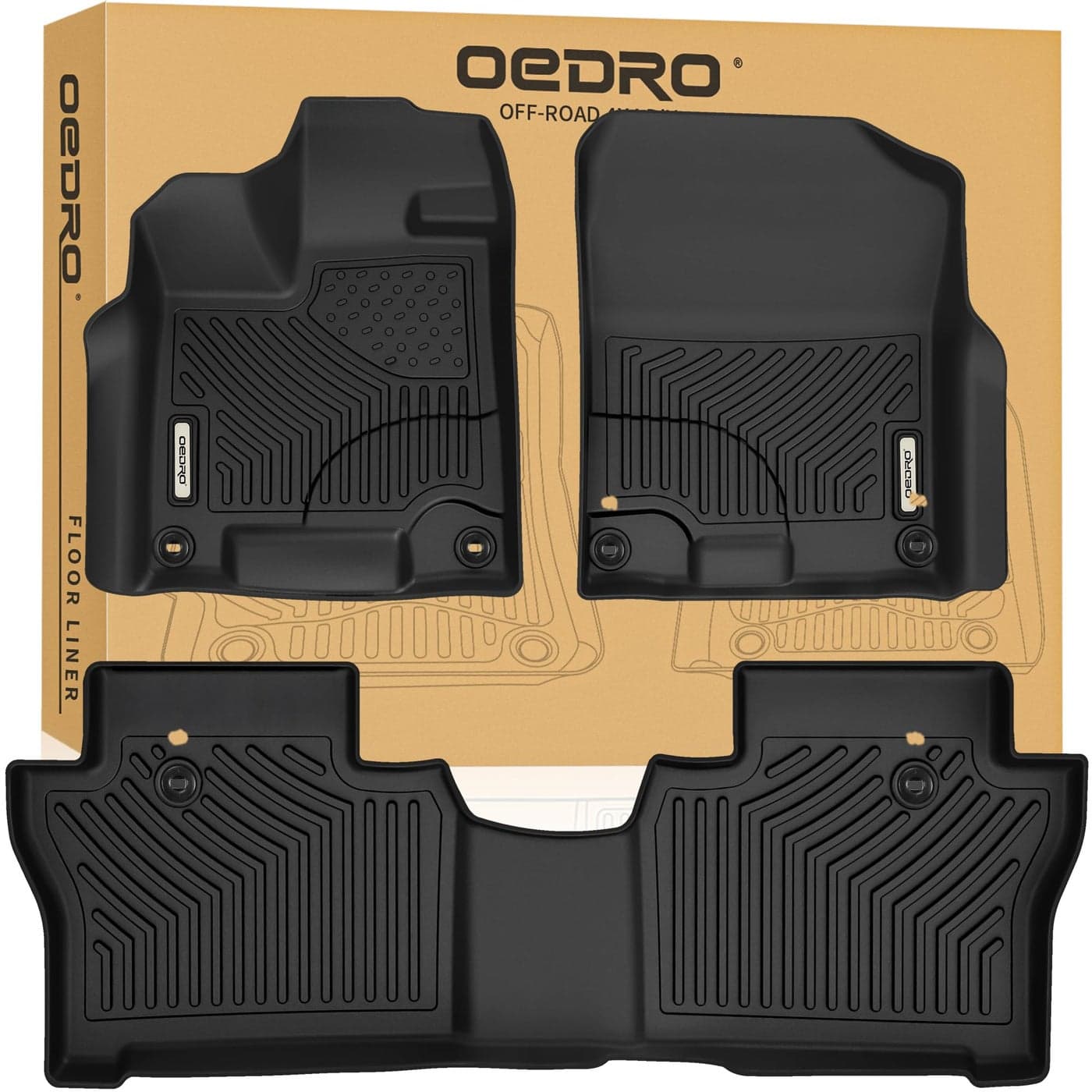 OEDRO Floor Mats Fit for 20192025 Honda Passport TPE AllWeather Custom Fit Passport Floor Liners Fits 1st 2nd Row Passport Accessories Black