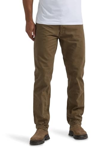 Lee Men's Legendary Relaxed Straight Jean Teak-Plaid Fleece-Lined 32W x 34L