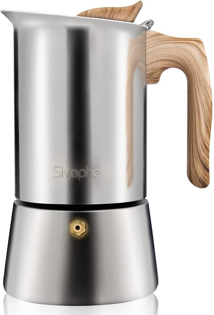 Sivaphe Stovetop Espresso Maker 450ml Induction Hob Italian Coffee Percolator Maker Moka Pot Stainless Steel 9 Italian Cups 23 Mug for Home Camping Hiking