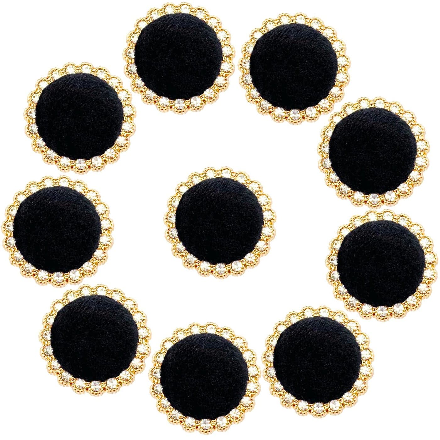 10pcs Round Shank Buttons for Sewing Black Velvet Gold Button Crafts Coats Clothes Suits Sweaters Dress Bags Decorations 34L21mm 1316 inch