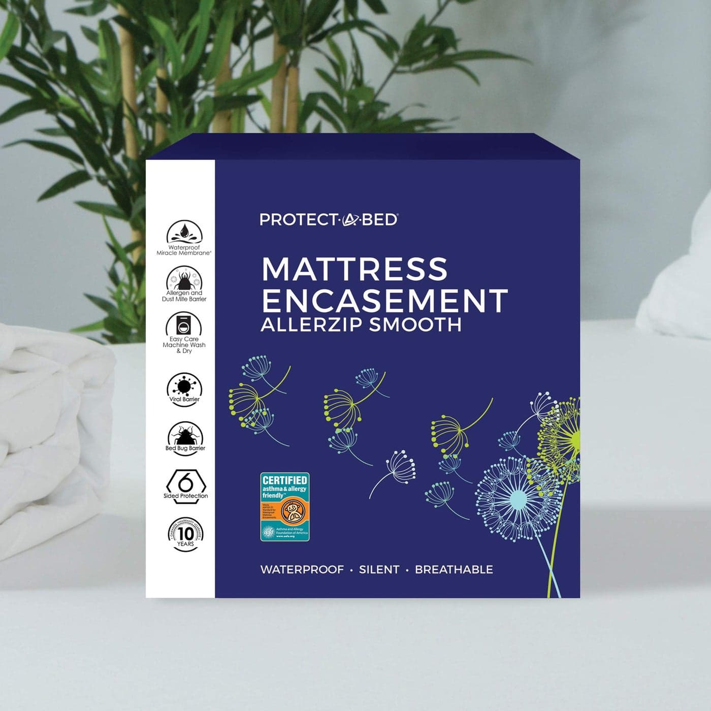 Protect-A-Bed AllerZip Smooth Mattress Protector Machine Washable, Twin, 4-8 Inches