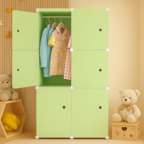 Ticoh 8 Door Plastic Wardrobe for Kids - Cupboard for Clothes Storage Rack, Almirah for Clothes, Baby Collapsible Wardrobe, Multi-Purpose Kids Storage Organizer for Books,Toy,Living Room