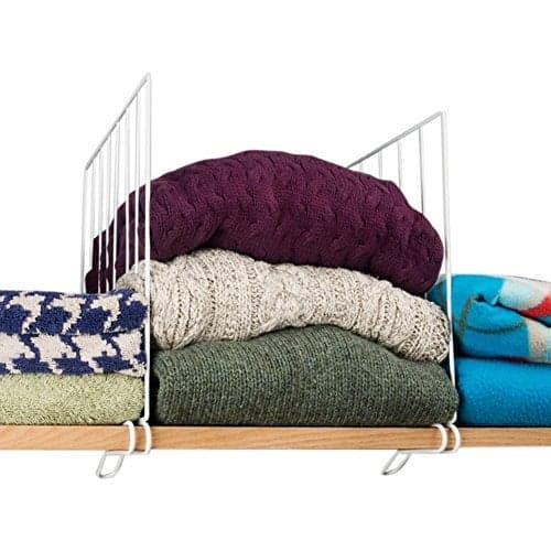 Go Hooked Coated Iron Racks Closet Shelf Organiser Shelf Partitions 13 x 10.6 x 1.4 Inch White Durable Coated Space Saving Heavy Duty Sturdy Adjustable Rust Resistant Maximize Closet Space Pack of 2