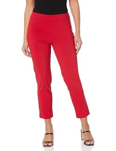 Briggs New York Women’s Super Stretch Millenium Slimming Pull-on Ankle Pant, New red Amore, 14