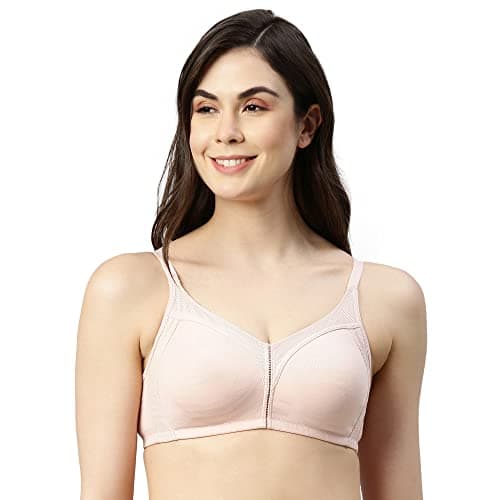 Enamor AB75 M Frame No Bounce Full Support Cotton Bra for Women - Non-Padded Non-Wired & Full Coverage with Cooling Fabric(AB75-Pearl-36C)