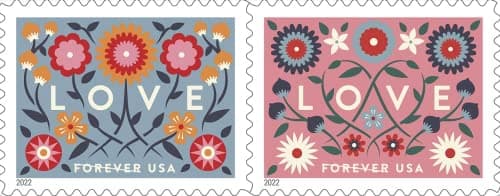 Love 2022 Forever First Class Postage Stamps Valentine Wedding Celebration Anniversary Romance Party 1 Sheet 20 Stamps