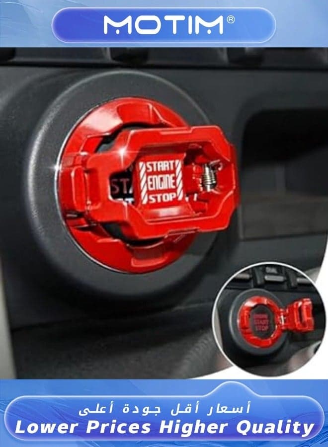 Push Start Button Cover Car Engine Start Stop Button Cover Protector Motorcycle Key Ignition Switch Cover Cool Car Accessories Interior Decor Red