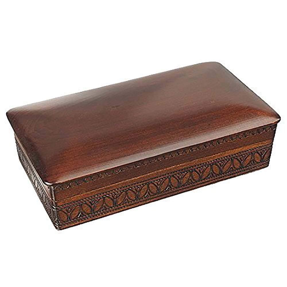 Espresso Stained Linden Wood Jewelry Keepsake Storage Box Large Wooden Box