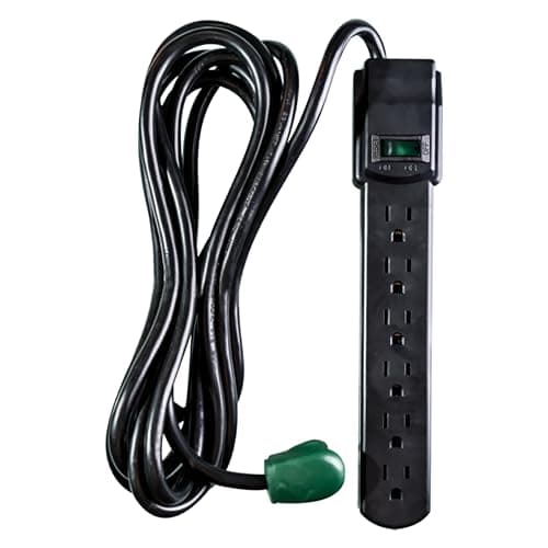 GoGreen Power (GG-16103M-12BK) 6 Outlet Surge Protector, 250 Joules, Black, 12ft Cord