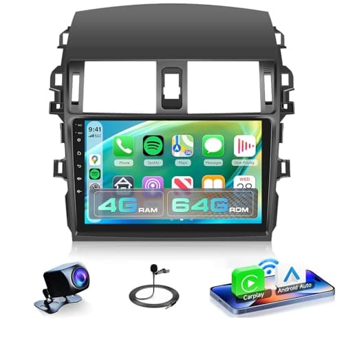 4Core 4G+64G Android 15 Car Radio for Toyota Corolla 2009-2013 Car Stereo Wireless Carplay, Rimoody 9'' HD Touchscreen Mirror Link GPS Navigation 5G-WiFi Bluetooth FM/RDS EQ-32 SWC Backup Camera