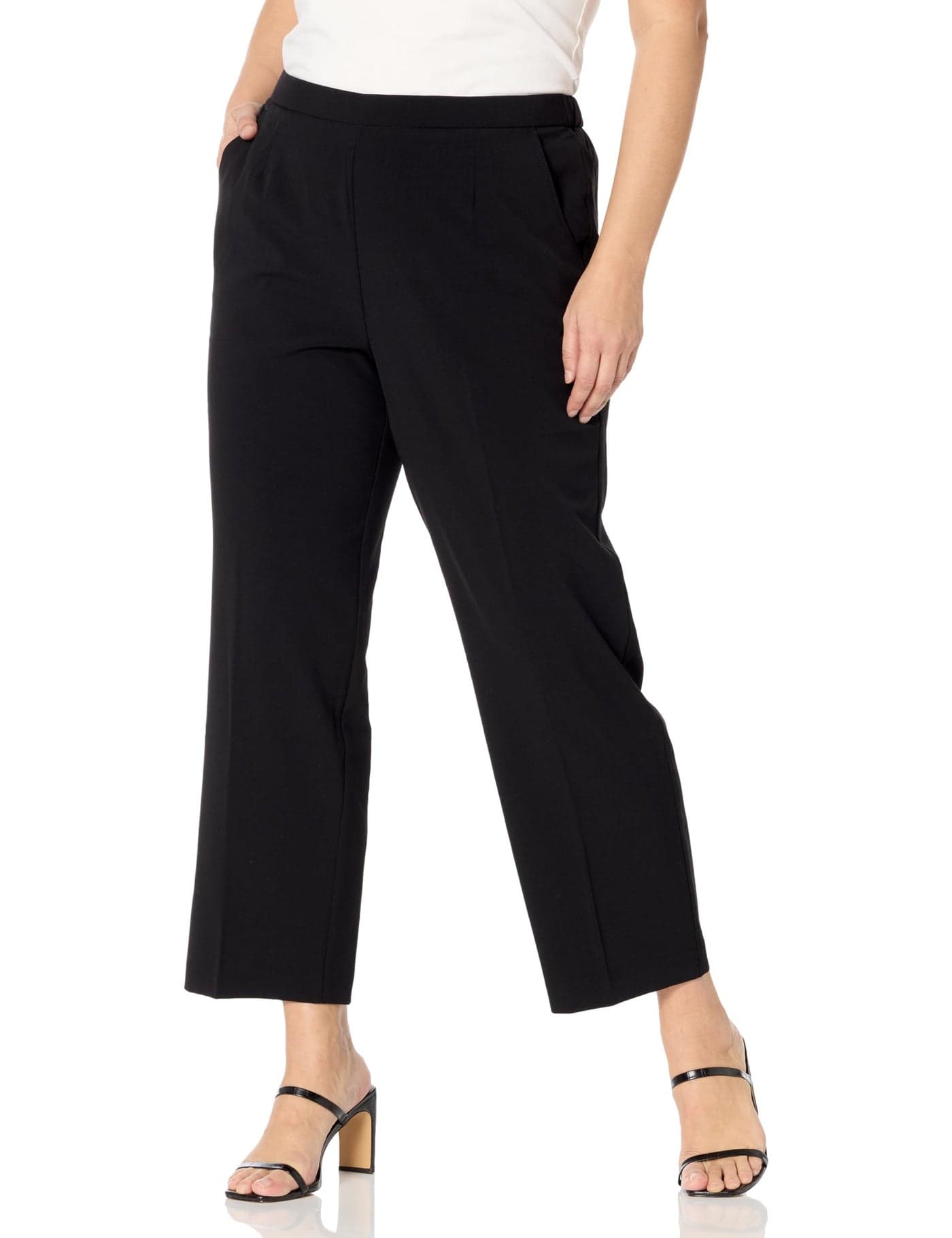 Briggs New York Plus Size Pull on Dress Pant Average & Short Length, Black, 18W