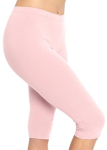 STRETCH IS COMFORT Women's Cotton Knee Length Leggings Light Pink X-Large