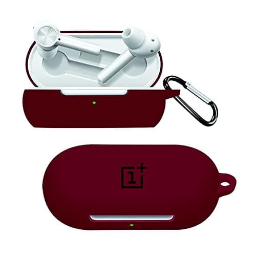 Printme� Silicone Protective Case Cover for OnePlus Earbuds TWS, Anti Fall Anti Dust, with Hook Earphone Case *Case Cover only* (Z, Maroon)