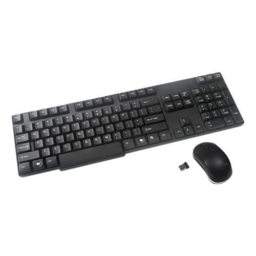 Inland ProHT 2.4Ghz Wireless Optical Mouse/Keyboard Combo (70119), 104 Keys Keyboard & Optical Mouse for PC Laptop Desktop, Windows 7/8 / 10 / XP/Vista, 2-in-1 USB Receiver, Black