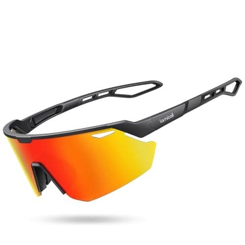 Lamicall Polarized Sports Sunglasses for Men Women Ultralight Adjustable Nose Pad UV400 Protection Sun Glasses for Cycling Running Baseball Fishing Golf Beach Volleyball Orange