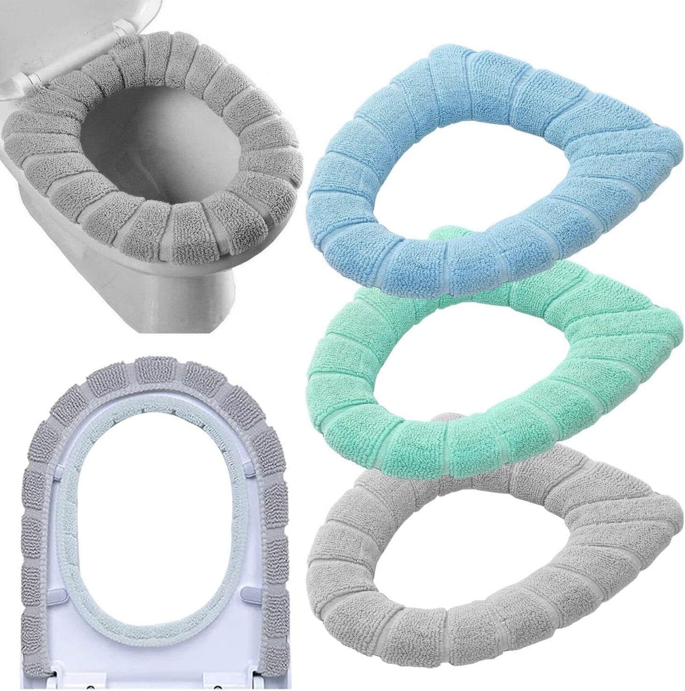 Guojanfon Bathroom Soft Thicker Warmer Stretchable Washable Cloth Toilet Seat Cover Pads