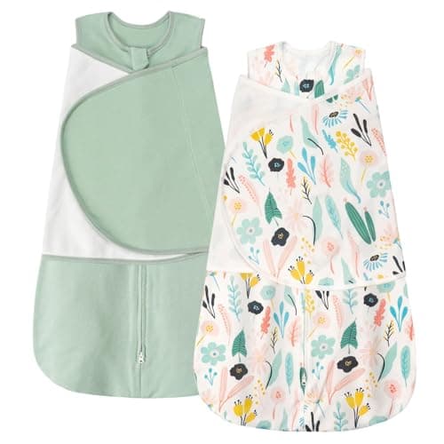 ZIGJOY Sleep Sack Swaddle 10 Tog Baby Wearable Blanket 100 Cotton Baby Swaddle Blanket for Newborns 06 Months GreenTropical Rainforest