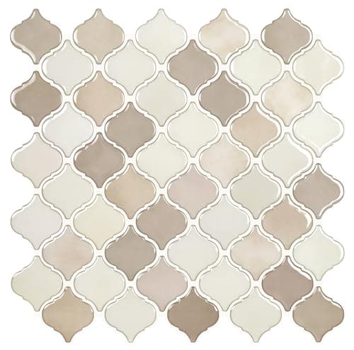 STICKGOO Arabesque Peel and Stick Backsplash 12X12 Backsplash Tile for Kitchen Peel and Stick Self Adhesive Wall Tile Stick on Tiles Brown Beige