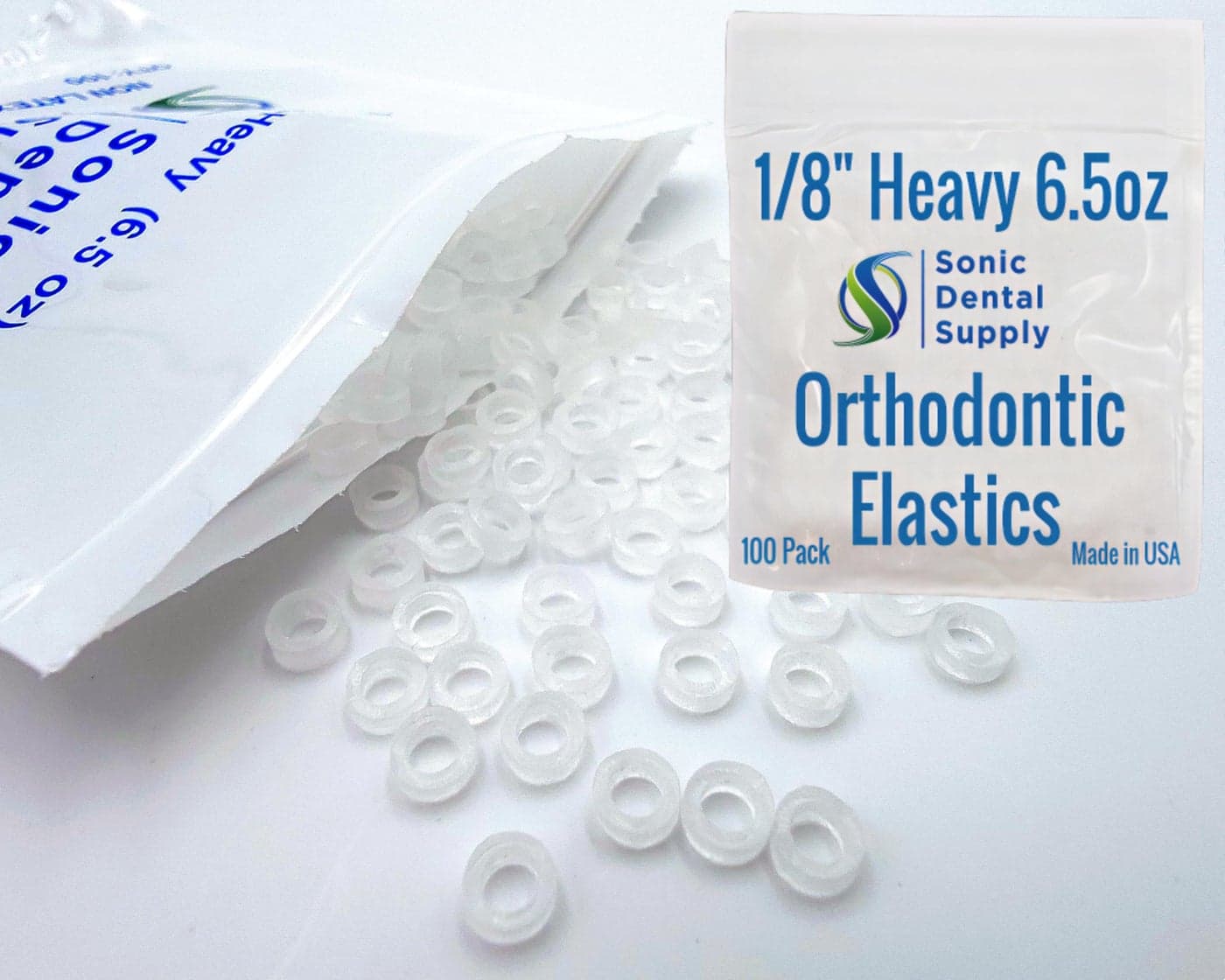 18 inch XHeavy 65 oz Orthodontic Elastic Rubber Bands 100 Pack Clear Latex Free Small Braces Dreadlocks Hair Braids Tooth Gap Packaging Crafts Sonic Dental Supply Made in USA