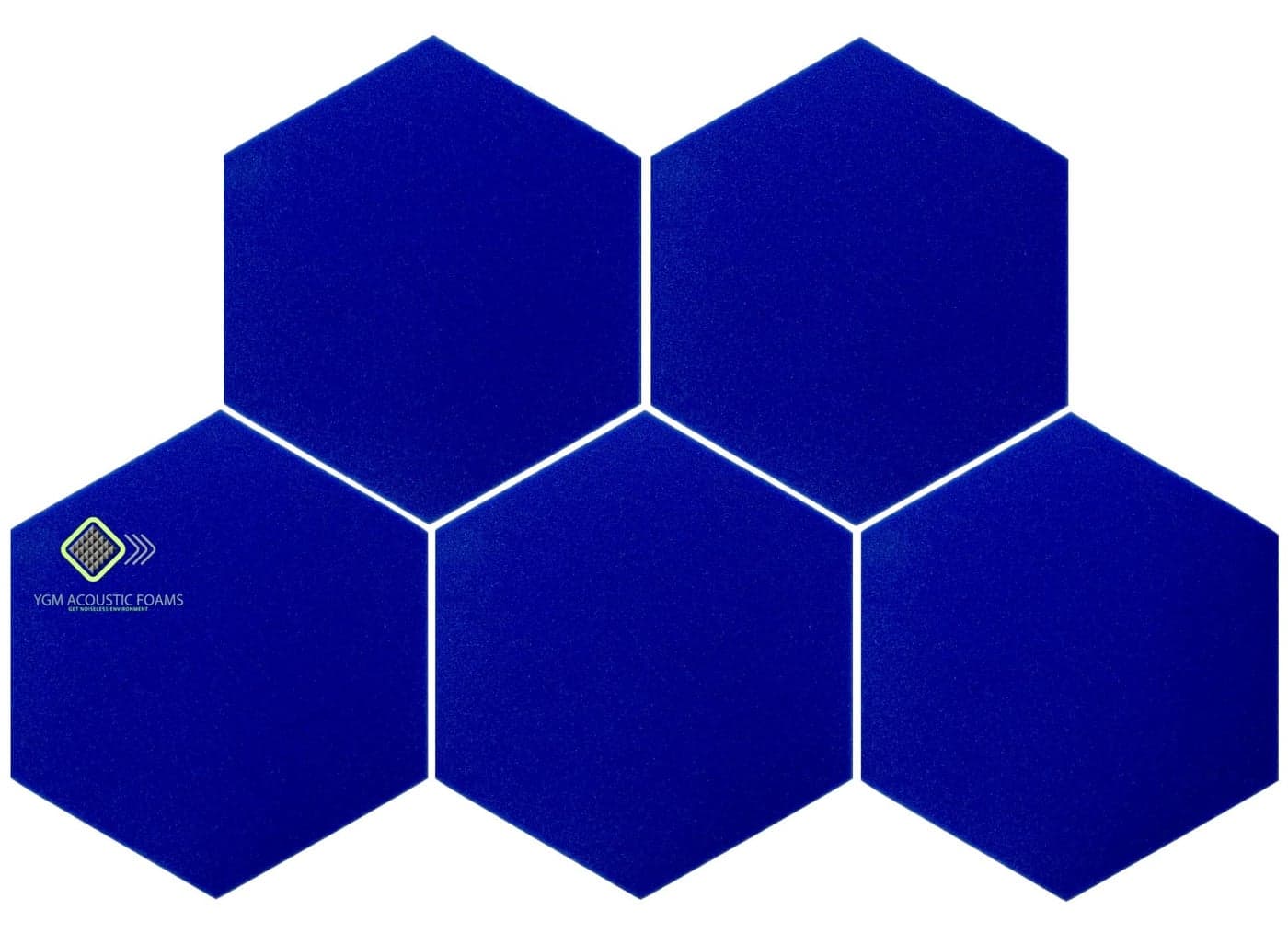 YGM Acoustic Foams® Professional Hexagon Acoustic Foam Panels, Absorption Panel, 12 X 12 X 1" High Density Edge Wall Tiles for Acoustic Treatment (Blue, Set of 5)