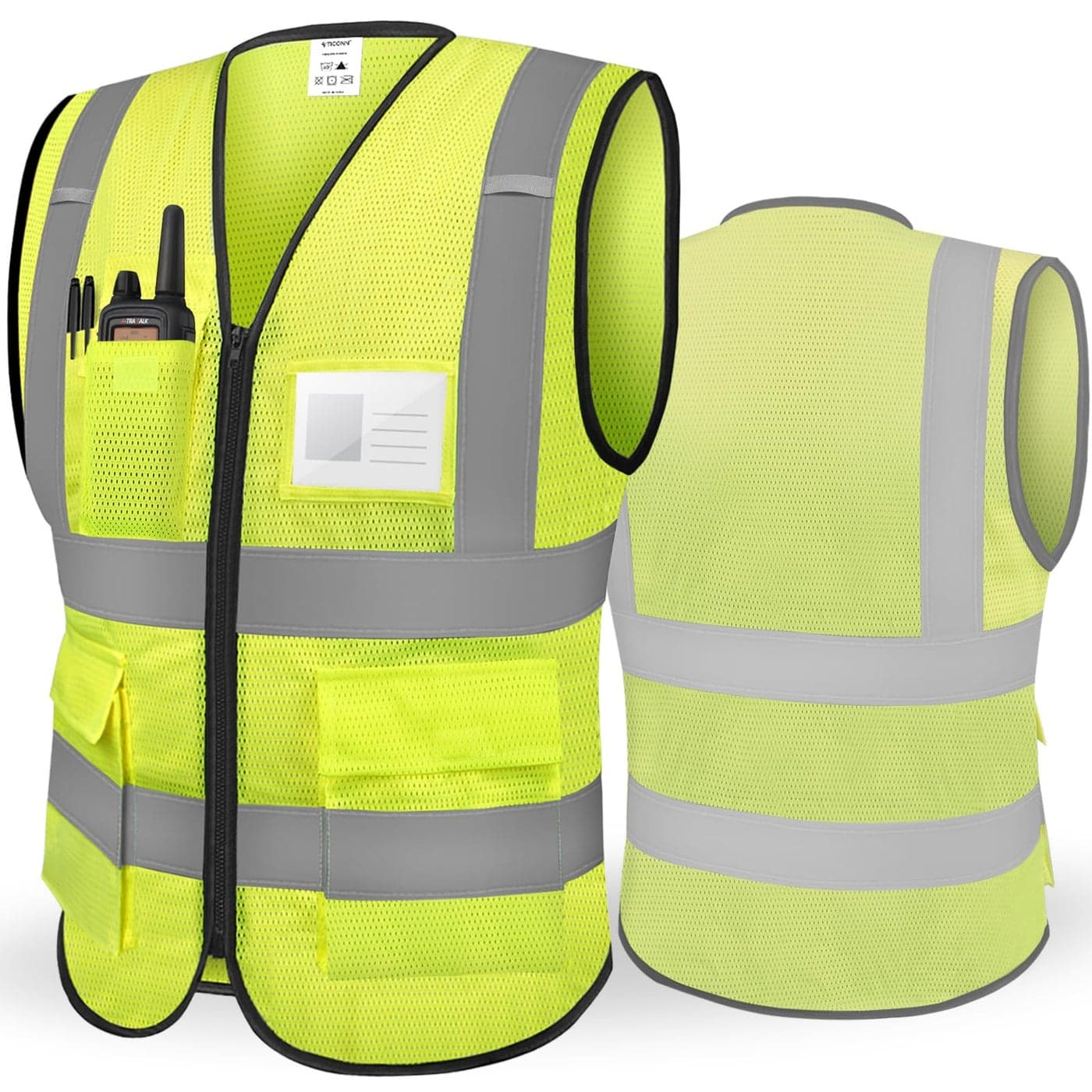 TICONN Reflective Safety Vest High Visibility Class II Mesh Vest for Women Men Meets ANSI Standards 1PK Yellow L