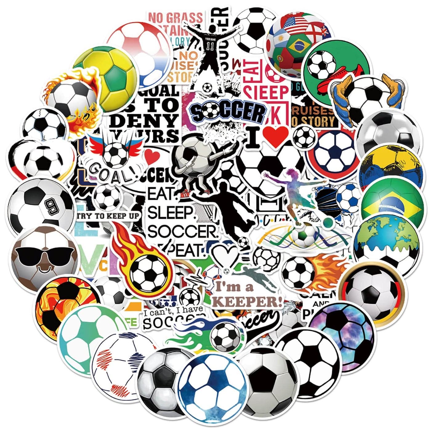 100PCS Soccer Stickers for Scrapbooking Motivational Vinyl Waterproof Stickers for Water Bottles Luggage Teaching Incentives Soccer Team Gifts for Kids Teens and Adults