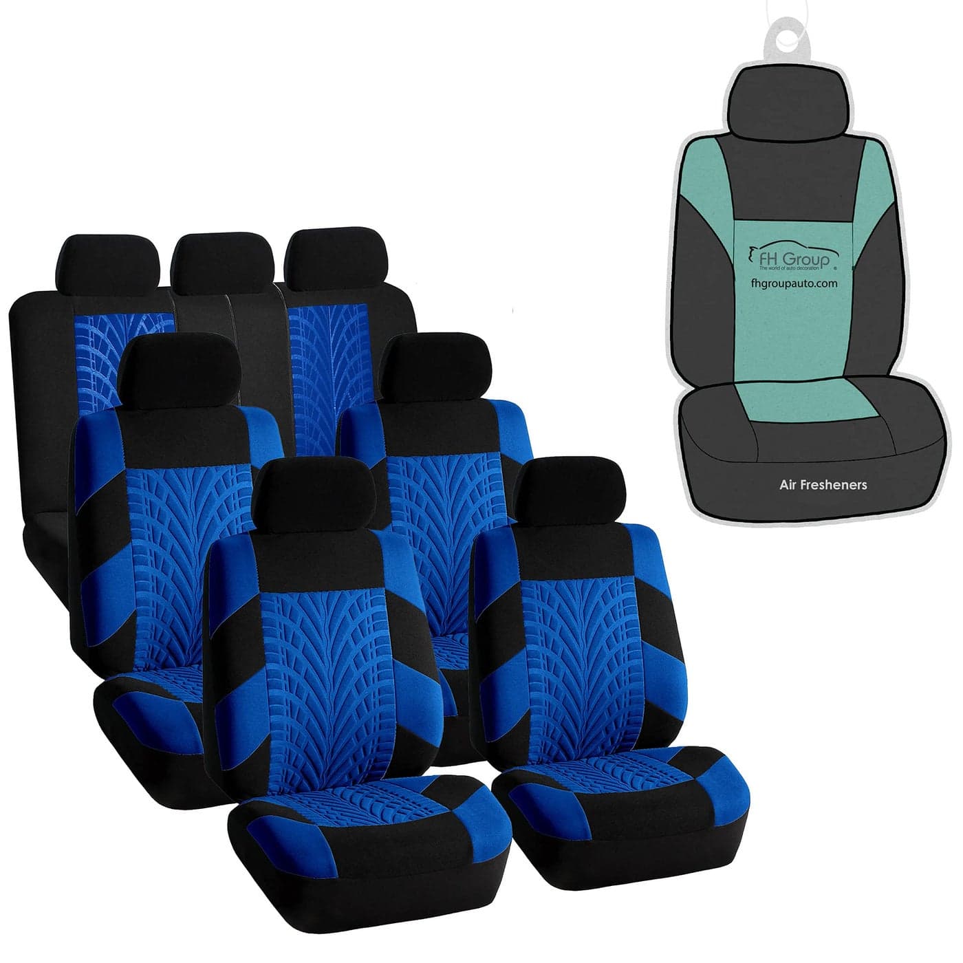 FH Group Three Row Set 7 Seater Blue Travel Master Car Seat Covers Airbag and Split Rear Car Seat Cover Universal Fit Interior Accessories for Cars Trucks SUV Automotive Seat Covers