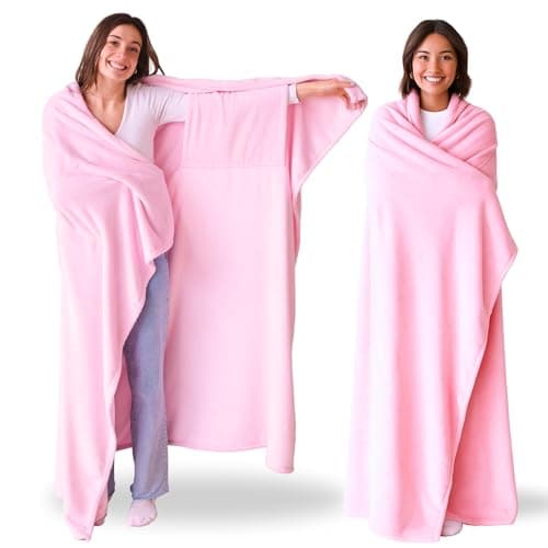 Super Blanky Wearable Blankets for Women, Adult Wearable Blanket Men, Christmas Gifts for Women, Comfy Girlfriend Birthday Gifts for Her, Wife Birthday Gift Ideas, Blanket With Sleeves - Baby Pink