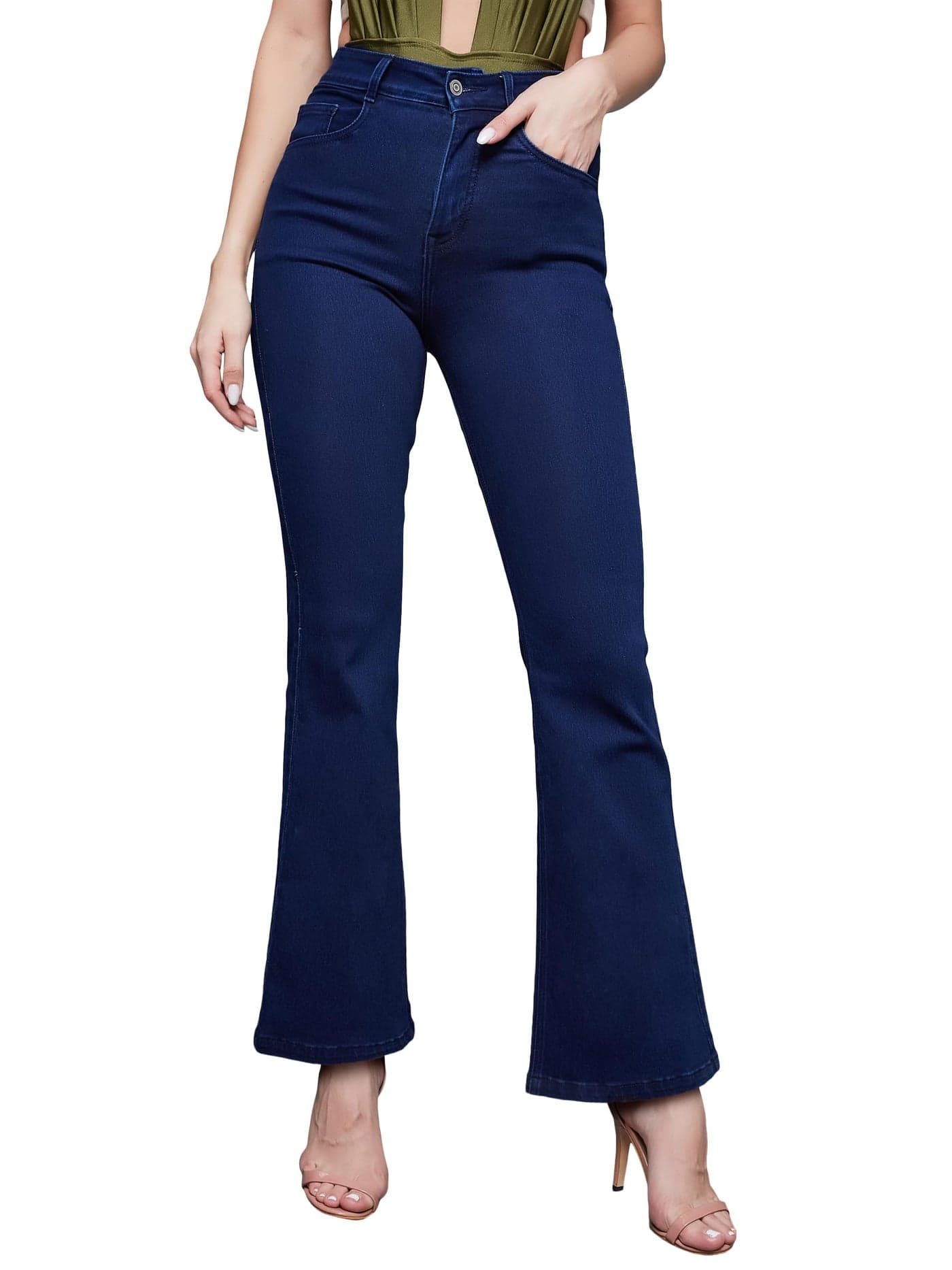 Miss Chase Women's Bootcut High/Mid Rise Regular/Cropped Stretchable Denim Jeans (Plus Size) (MCSS24DEN79-03-360-36, Stormy Blue, 36)