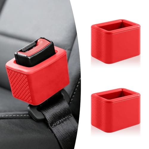 Houlishu 2 PCS Seat Belt Buckle Holder Durable Silicone MaterialCar Accessories Suitable for Most Car Models Red