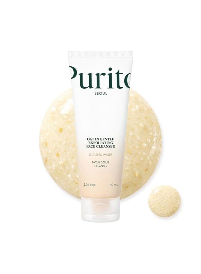 Oat Exfoliating Facial Polish Cleanser - Hydrating Daily Face Wash with Gentle Scrub Clay Pore Minimizing Panthenol, Oat Seed Water Vegan, Non-comedogenic Korean Skin Care 5.07 fl.oz