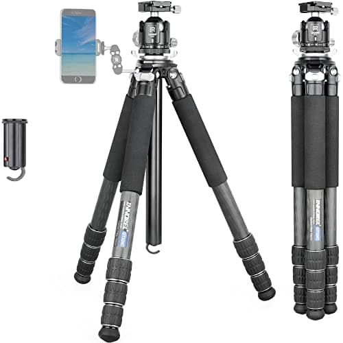 Innorel Carbon Fiber Tripod- Gt324C Professional Compact Tripod For Dslr Camera Heavy Duty Stand With Low Gravity Center Ball Head Special-Shaped Center Column Max Load 55Lbs 25Kg