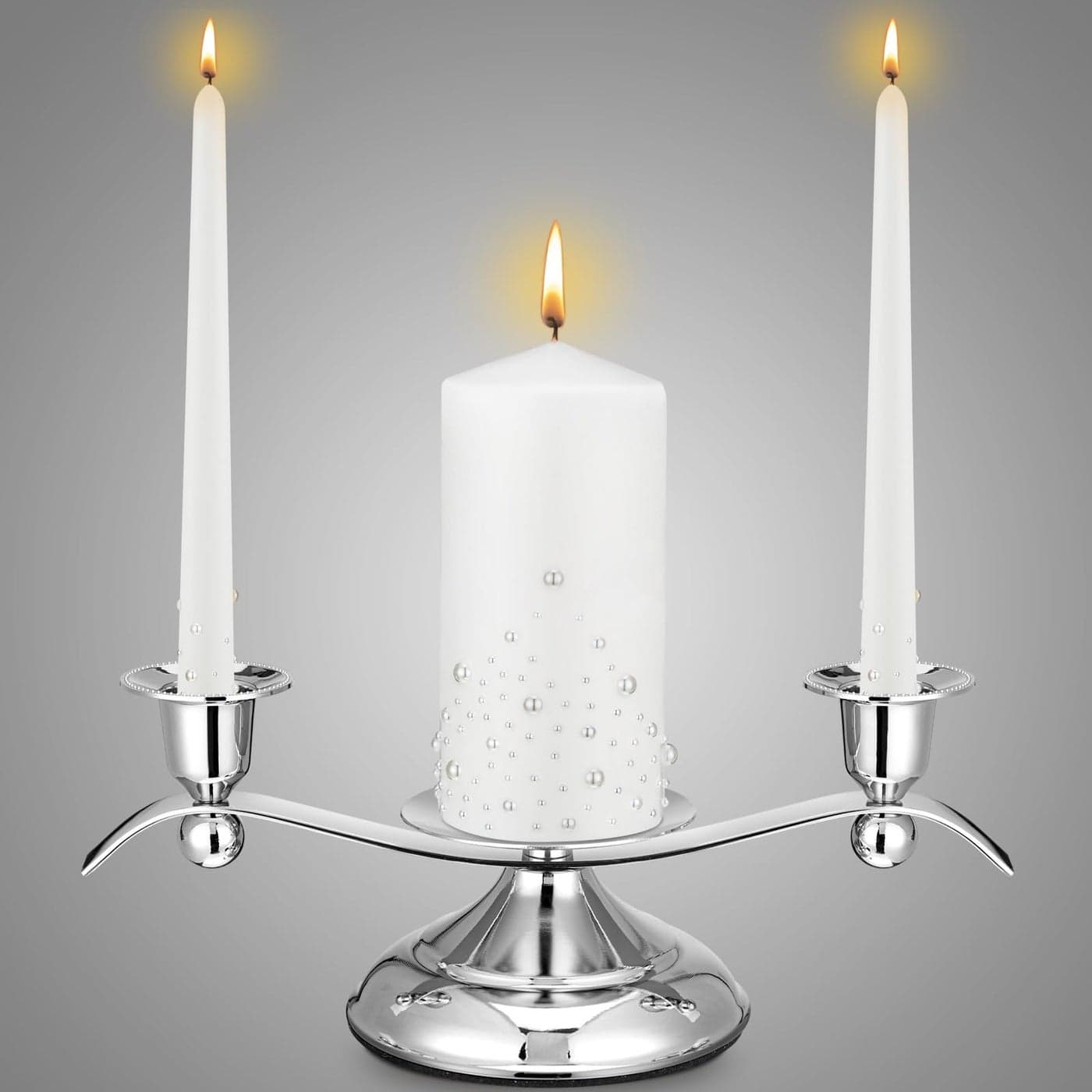 Irenare Unity Candles with Holder for Wedding Ceremony Wedding Decortions Accessories Glass Candle Holder Pillar Candle for Formal Events ChurchPearl